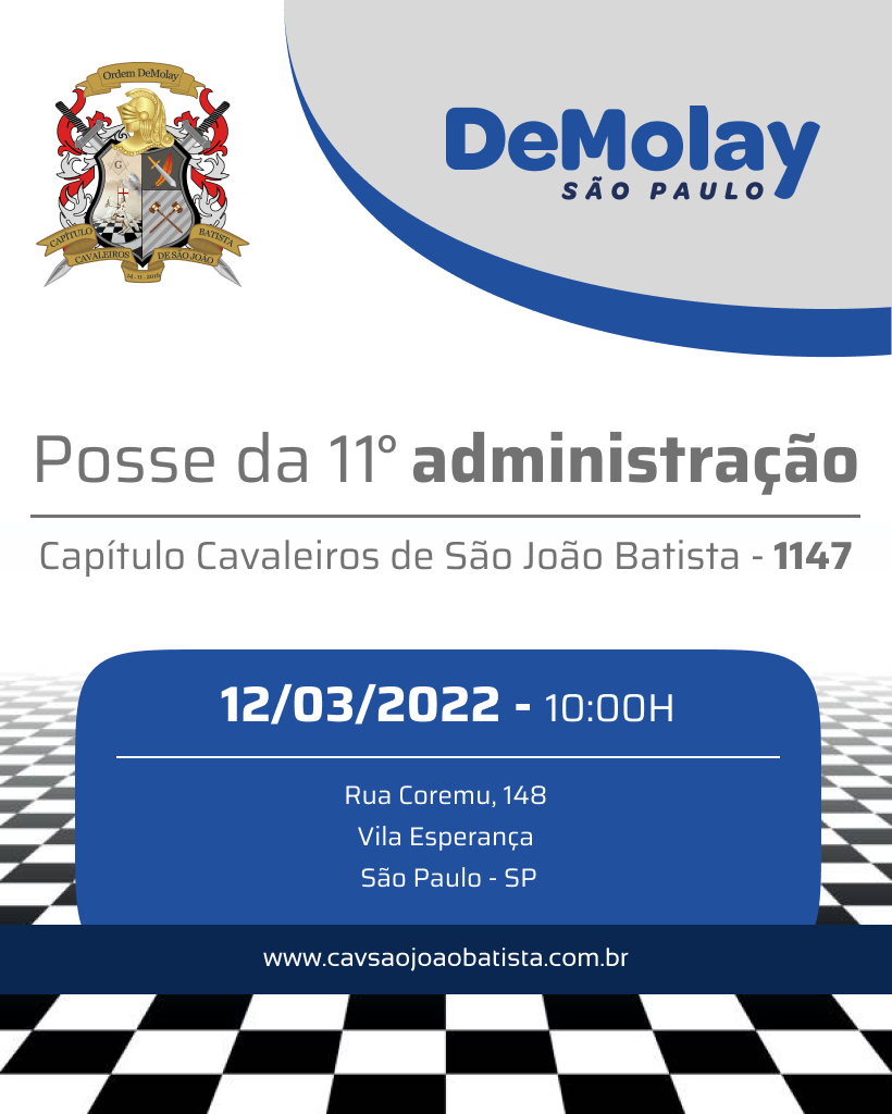 Posse da 11  administração – Capítulo Cavaleiros de São João Batista – 1147